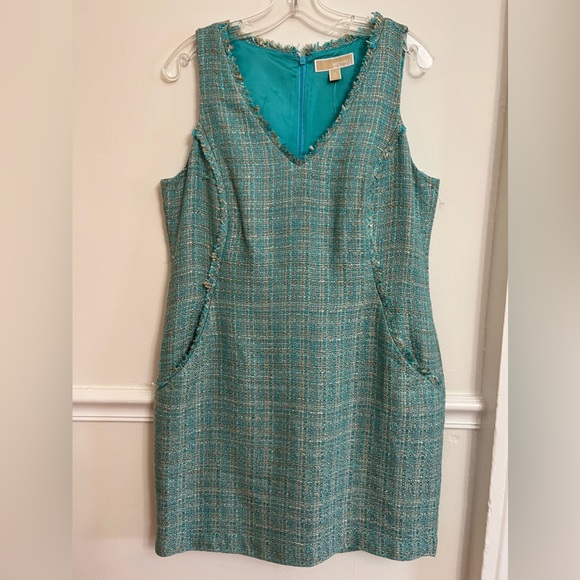 Michael Michael Michael Kors Tweed Sleeveless Sheath Dress Size 12 - Picture 15 of 16